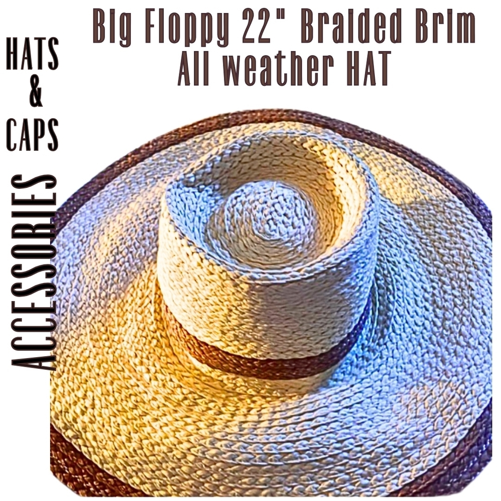 Summer & Rose Braided Brim Hat - Cream and Brown